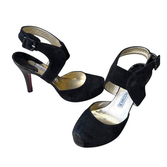 Vintage Luciano Padovan Red Bottom Suede Snakeskin Heels 36.5 - Picture 8 of 15